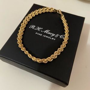Double Row Twisted Heart Link Bracelet in 14K gold